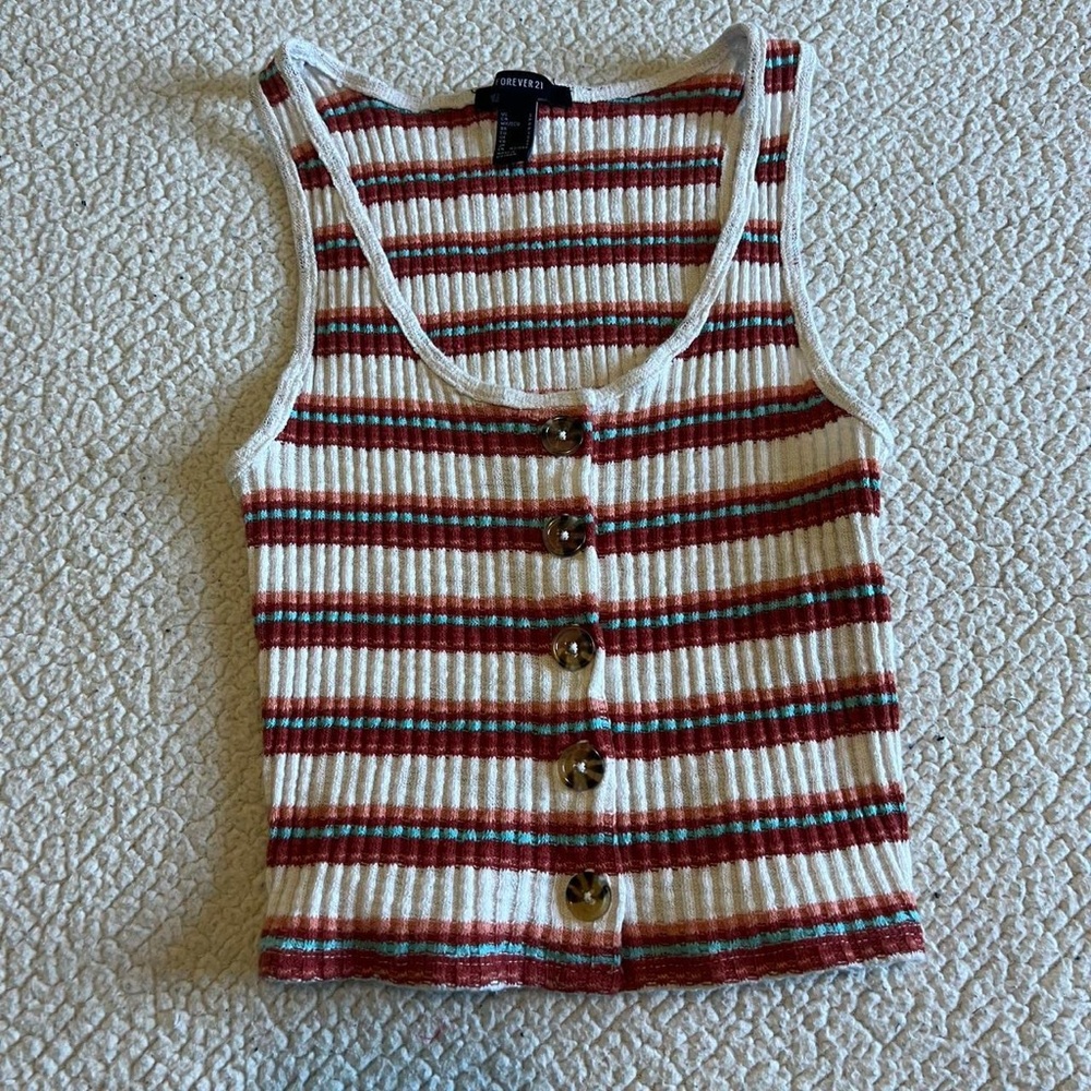 Striped Button-Up Tank Top